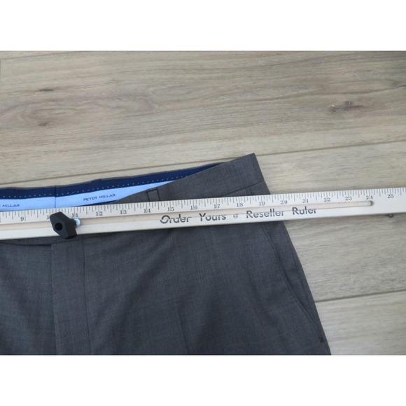 Peter Millar Dress Pants Mens 38x32 Gray Virgin Wool Stretch Flat Front Trousers - Picture 8 of 10